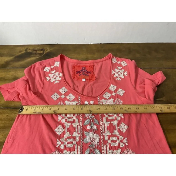 Johnny Was Pink Embroidered Floral Tunic Size Small Joy Love Light - Picture 8 of 10